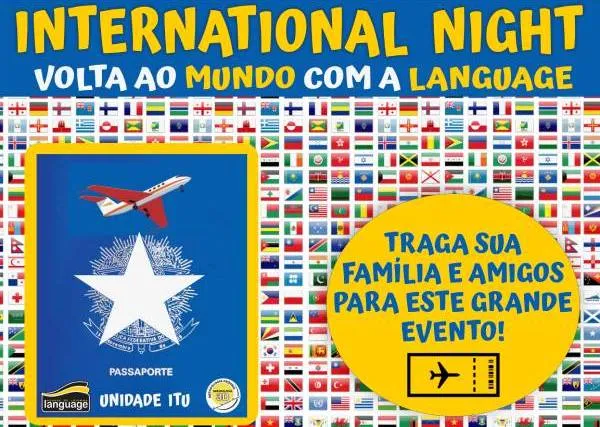 Cartaz da International Night: volta ao mundo com a Language